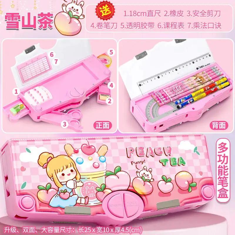 Plastic Stationery Organizer Box Unicorn Bear Astronaut Stationery Pencil Case School Gifts for Kids Teens Supplies by All Mart Bristol Ltd