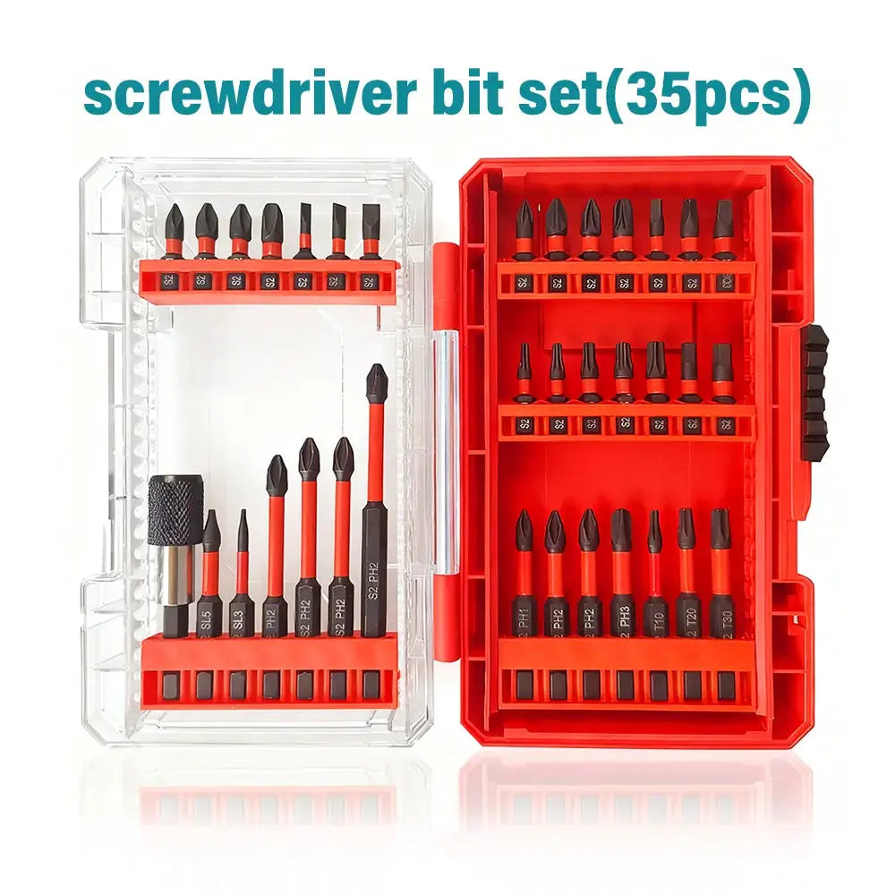 35Pcs Magnetic Screwdriver Bit Set S2 Steel Impact Driver Nut Sockets Anti-Slip High Hardness Tips with Portable Storage Case by All Mart Bristol Ltd
