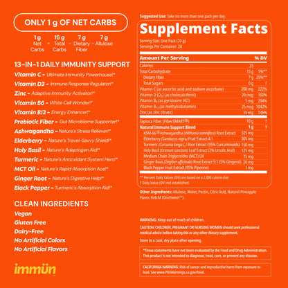 Immün 13-In-1 Immunity Gummies (Sour Pineapple): Daily Immune Defense Supplement with 13 Clinically Studied Ingredients: Vitamin C, D3, Zinc, Ashwagandha KSM-66, Elderberry, Prebiotics, Adaptogens, Gluten Free, Vegan, Third Party Tested by All Mart Bristol Ltd