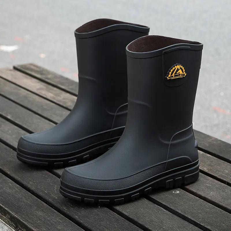 Men's Fashionable Outdoor Middle Tube Non-slip Rain Boots by Dropshipman