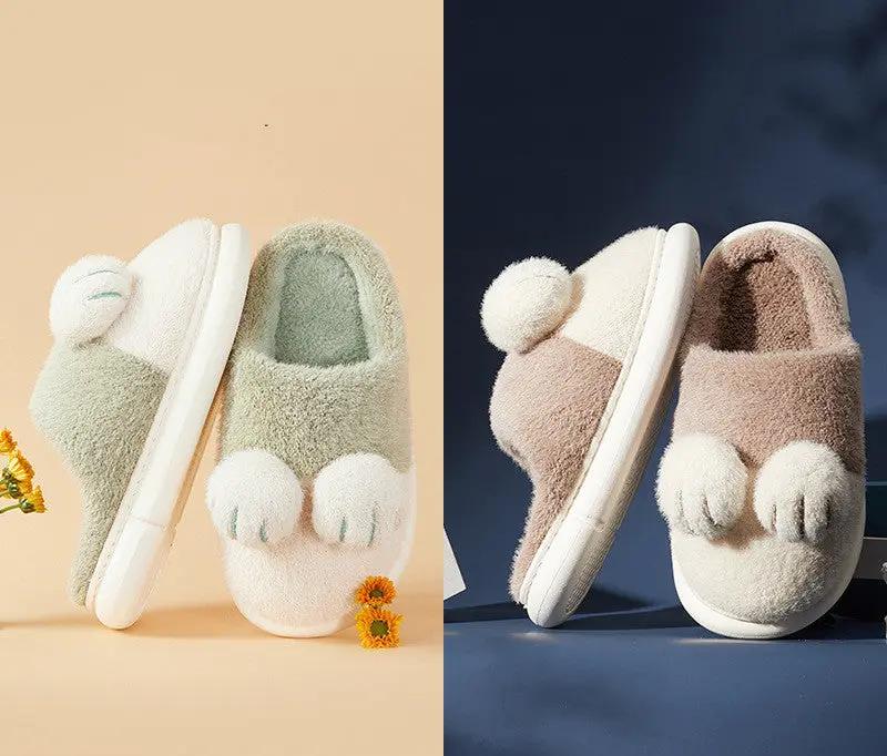 Cat's Claw Cotton Slippers Women Cute Plush by Dropshipman