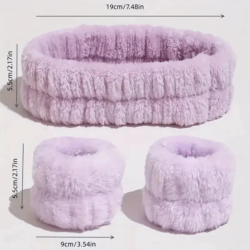 Coral Velvet Facial High-elastic Makeup Hairband Face Wash Wristband Set-face Wash, Facial Mask, Skin Care by All Mart Bristol Ltd