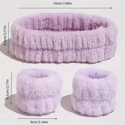 Coral Velvet Facial High-elastic Makeup Hairband Face Wash Wristband Set-face Wash, Facial Mask, Skin Care by All Mart Bristol Ltd
