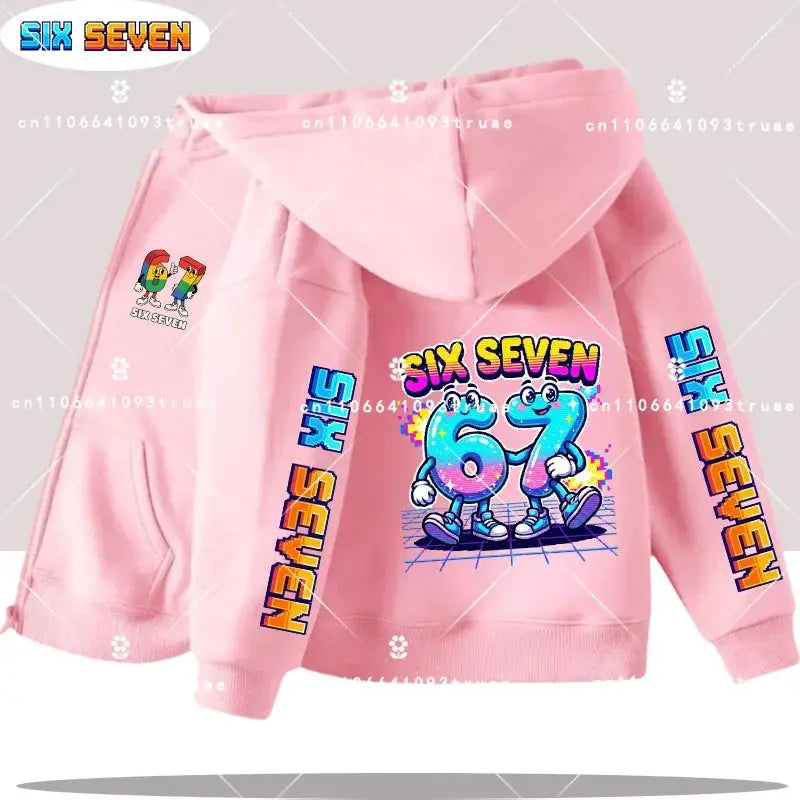 Hot Six Seven Children's Zip Up Hoodies Funny 67 Brainrot Zipper Hoody Clothes Kid Girl Boy Baby Casual Fashion Tops Sweatshirts by All Mart Bristol Ltd