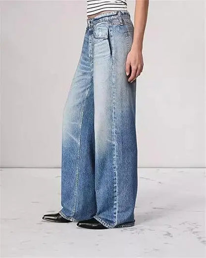 2026 Jeans Wide Leg Pants Women Denim Floor Length Mid Waist Washed Distressed Pockets Vintage Y2k Streetwear Straight Trousers by All Mart Bristol Ltd