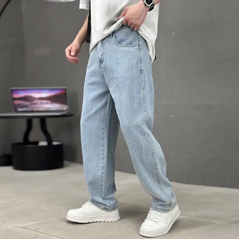 Fashion Pockets Jeans Men's Wide-leg Straight Trousers Versatile Casual Long Pants Streetwear Clothing by Dropshipman
