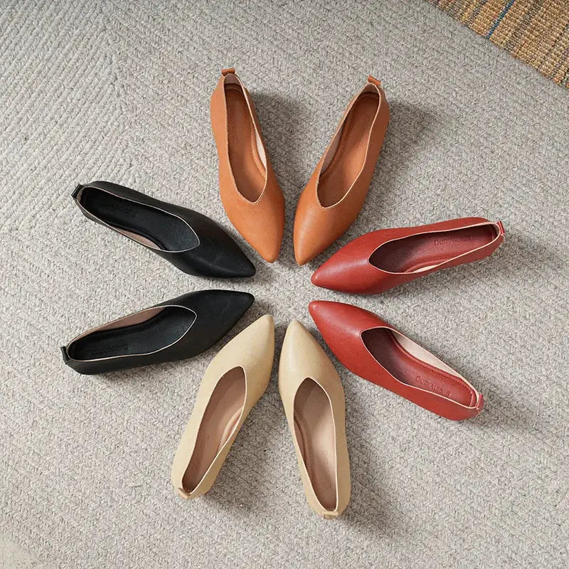Spring and Autumn Fashion New Square Head Soft Leather Work Shoes Women's Shoes High Heels Thick Heels Shoes Women by All Mart Bristol Ltd