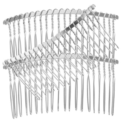 3 Pcs Iron Hair Comb 7 8cm Silver Metal Wire 20 Teeth Bridal Veil Comb Wedding Headdress Craft Hairpiece DIY Accessory For Pins by All Mart Bristol Ltd