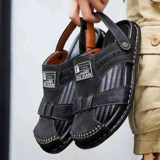 Men's Sports Casual Leather Plus Size Sandals by Dropshipman