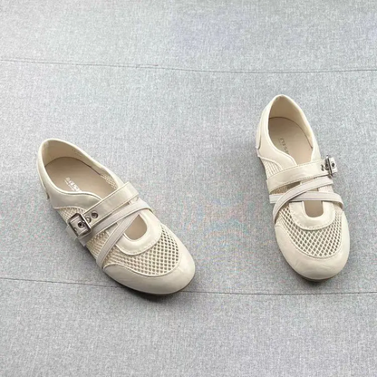 2026 Summer New Korean Style Hollow Mesh Mary Jane Shoes For Women, Fashion Versatile Comfort Soft Flat Loafers by Dropshipman