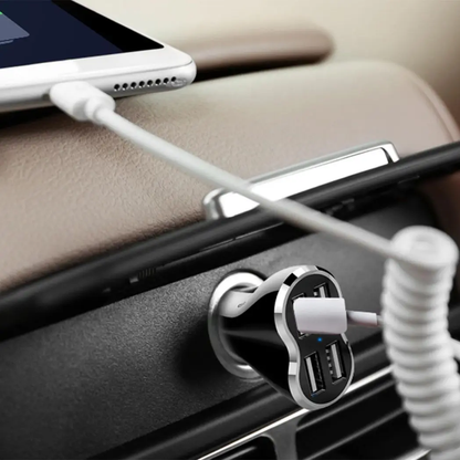 Aquarius Powerful & 4-Port Universal USB Car Charger Black by Aquarius