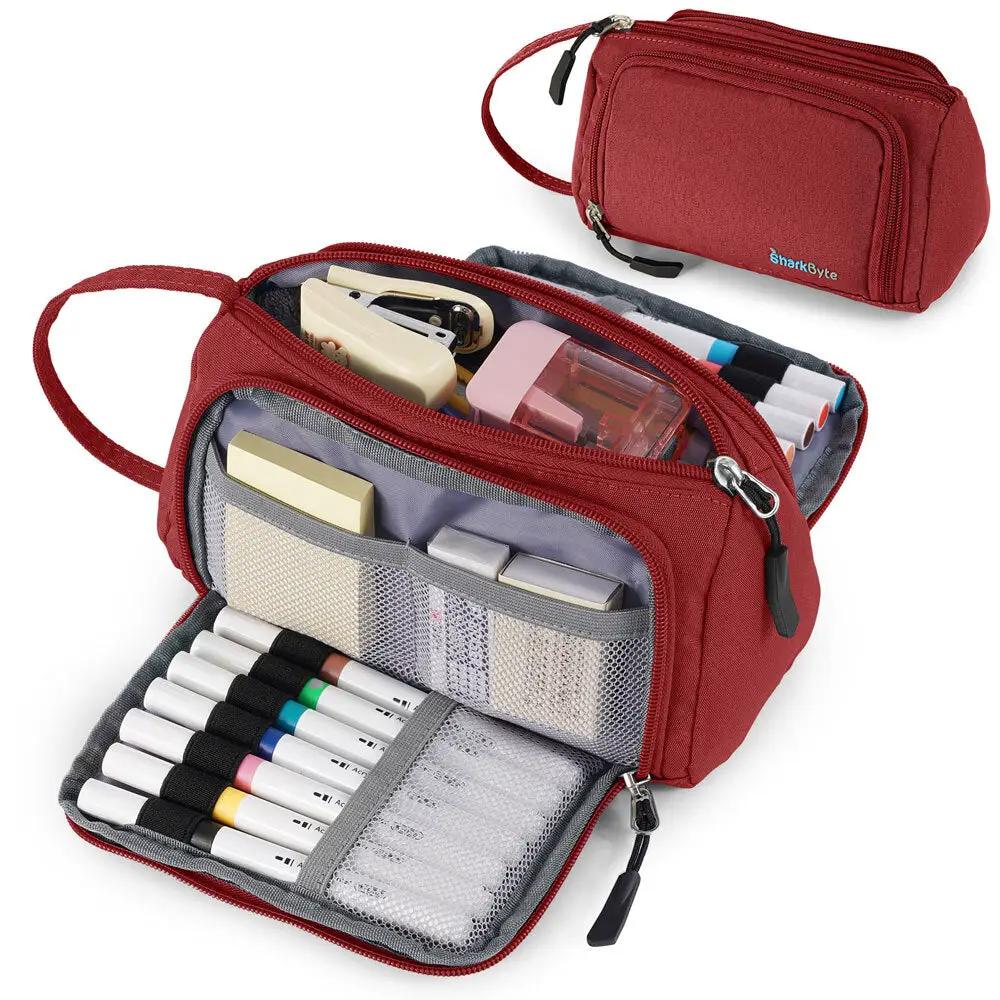 Large Capacity Pencil Case 3 Compartment Stationery Pouches Makeup Bag Storage by All Mart Bristol Ltd