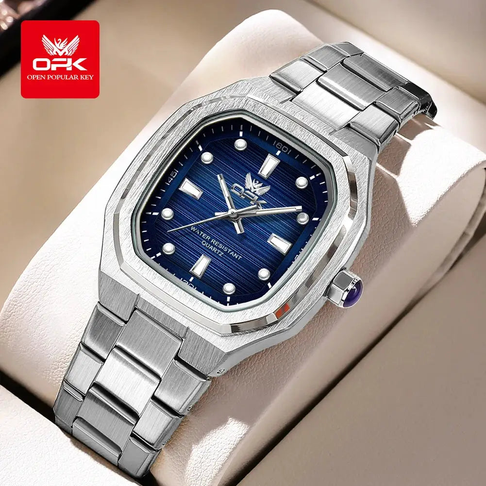 OPK 6044 Original Men Watches Stainless steel Waterproof New Men's Watch Square Dial Luminous Quartz Watch for Men by All Mart Bristol Ltd