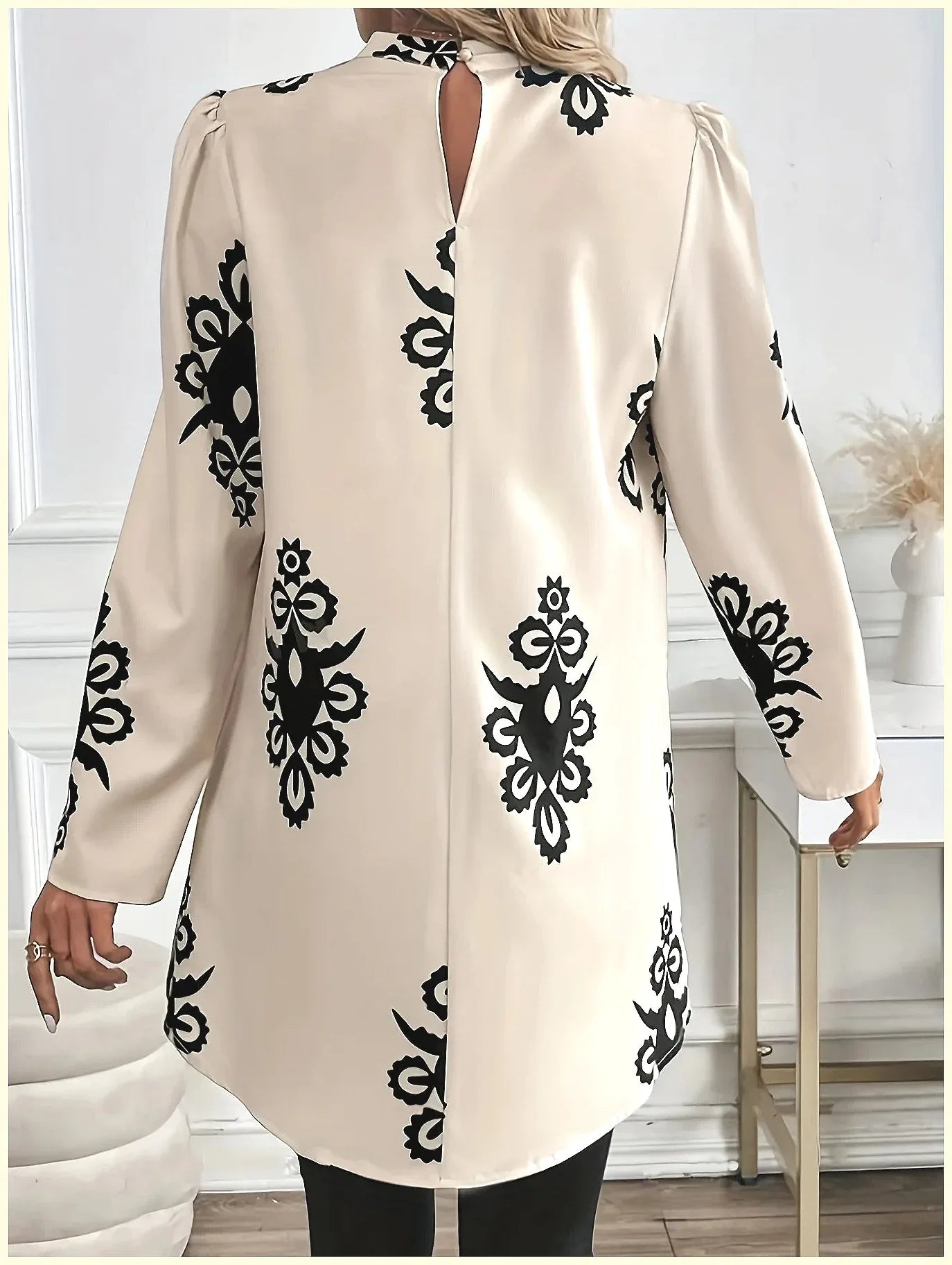 2026 Fashion Women's Long Sleeve Print Blouse, Elegant Office Top with Fake Two-Piece Design by All Mart Bristol Ltd