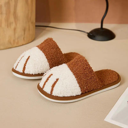 Cute Cartoon Cat Paw Plush Slippers For Home by Dropshipman