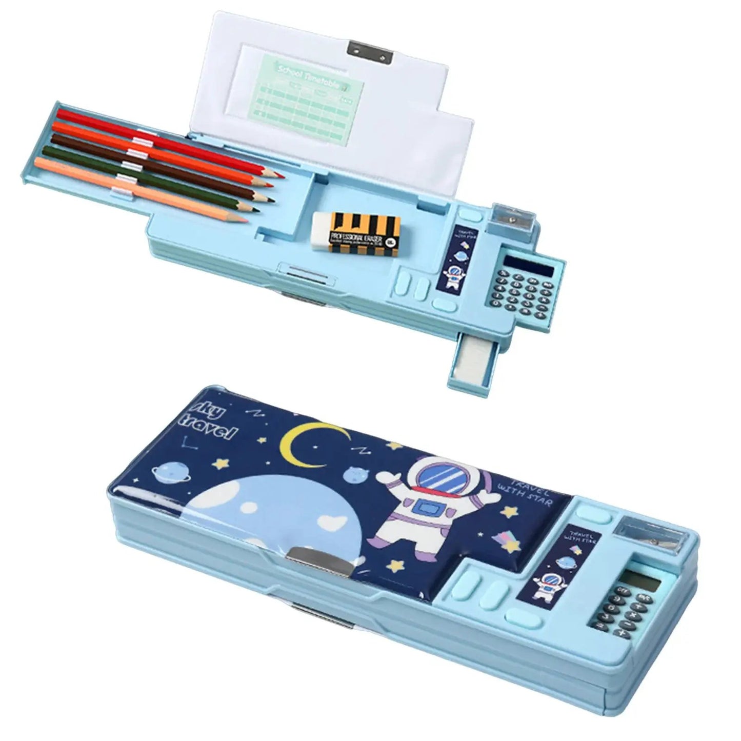 Plastic Stationery Organizer Box Unicorn Bear Astronaut Stationery Pencil Case School Gifts for Kids Teens Supplies by All Mart Bristol Ltd