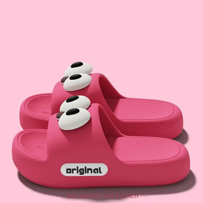 Cute Big Eyes Decorat Couple's Indoor Slippers Summer 2026 Comfort Thick Bottom Home Slippers Lightweight Non Slip Slides Women by All Mart Bristol Ltd