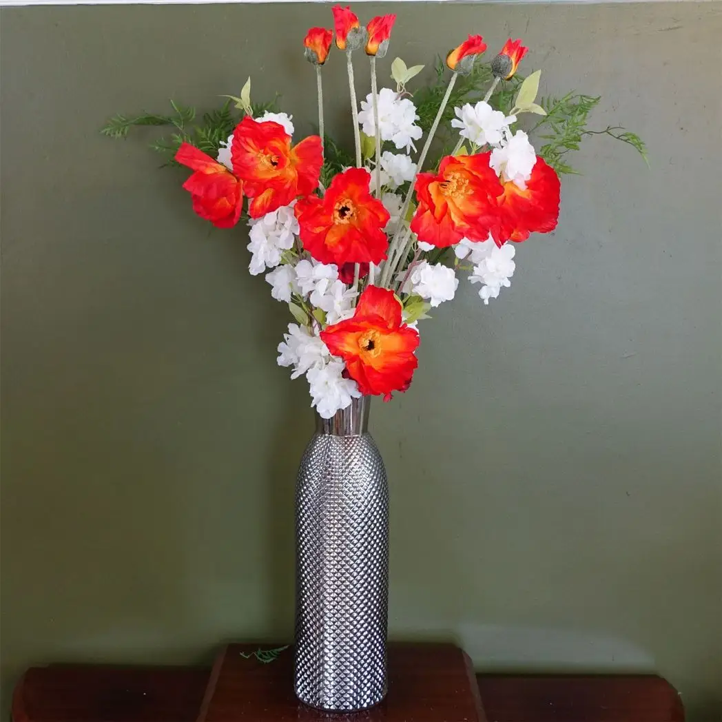 50cm Smoke Grey Diamond Tall Glass Vase by Leaf