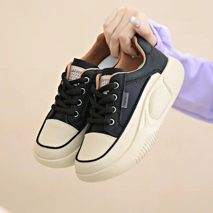 White Shoes Women's Leather Student Board Breathable Casual Shoes by Dropshipman