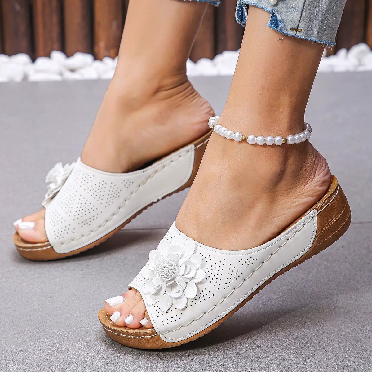 Flower Wedges Sandals Summer Fashion Retro Hollow Sandals Holiday Beach Shoes For Women by Dropshipman