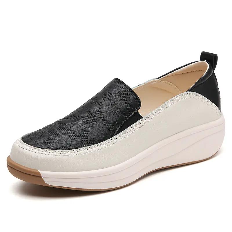 Womens Chunky-soled White Sneakers With A High Heelslip-on Style by Dropshipman