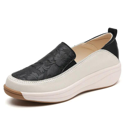 Womens Chunky-soled White Sneakers With A High Heelslip-on Style by Dropshipman