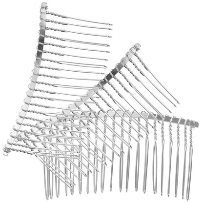 3 Pcs Iron Hair Comb 7 8cm Silver Metal Wire 20 Teeth Bridal Veil Comb Wedding Headdress Craft Hairpiece DIY Accessory For Pins by All Mart Bristol Ltd