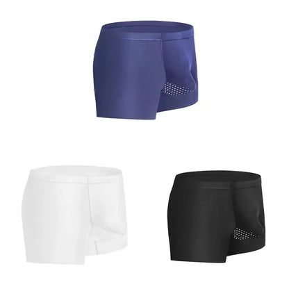 3PCS Men Boxer Shorts Mens Ice Silk Seamless Underwear Boxers Homme Ice Silk Boxershorts Breathable Mesh Panties Sexy Underpants by All Mart Bristol Ltd