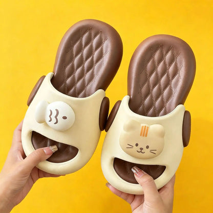 Cartoon kitten platform slippers women's summer wear non-slip cute one-word drag comfortable home sandals by All Mart Bristol Ltd