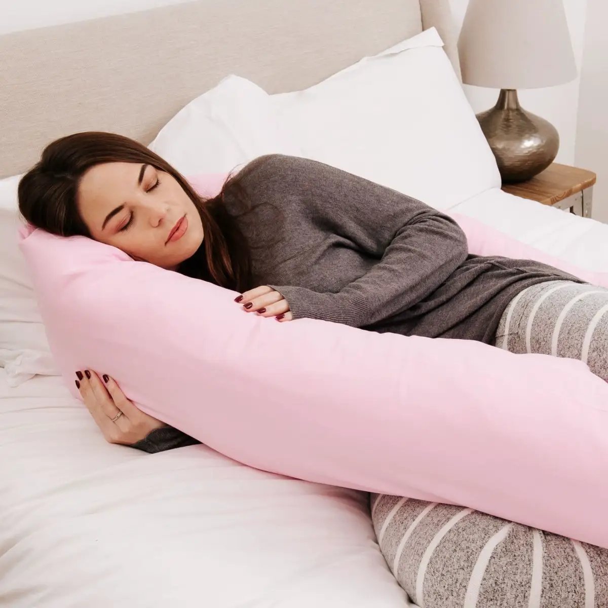 9 Ft Maternity Pillow And Case - Light Pink by For Your Little One