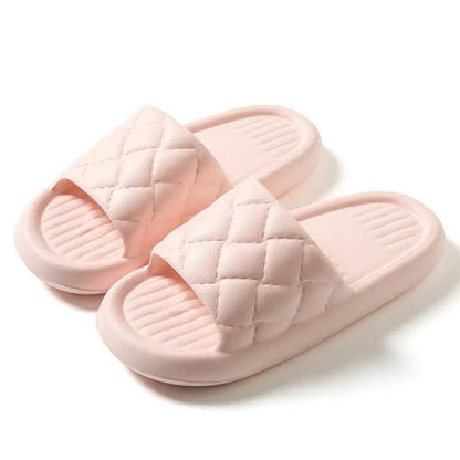 New Rhombus Home Slippers Summer Non-slip Floor Bathroom Slipper Lightweight Simple House Shoes For Women Men by Dropshipman