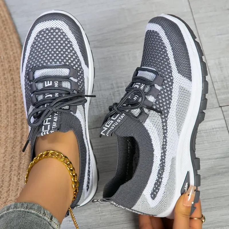 Women's Sporty Flyknit Mesh Shoes Low-cut Lightweight Casual And Versatile by Dropshipman