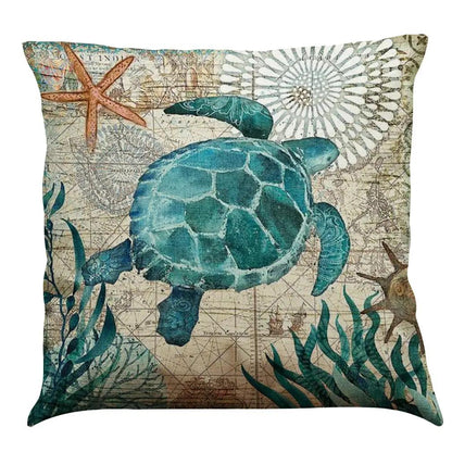 Cushion Covers Sea Turtle Printed Throw Pillow Cases For Home Decor Sofa Chair Seat by Dropshipman