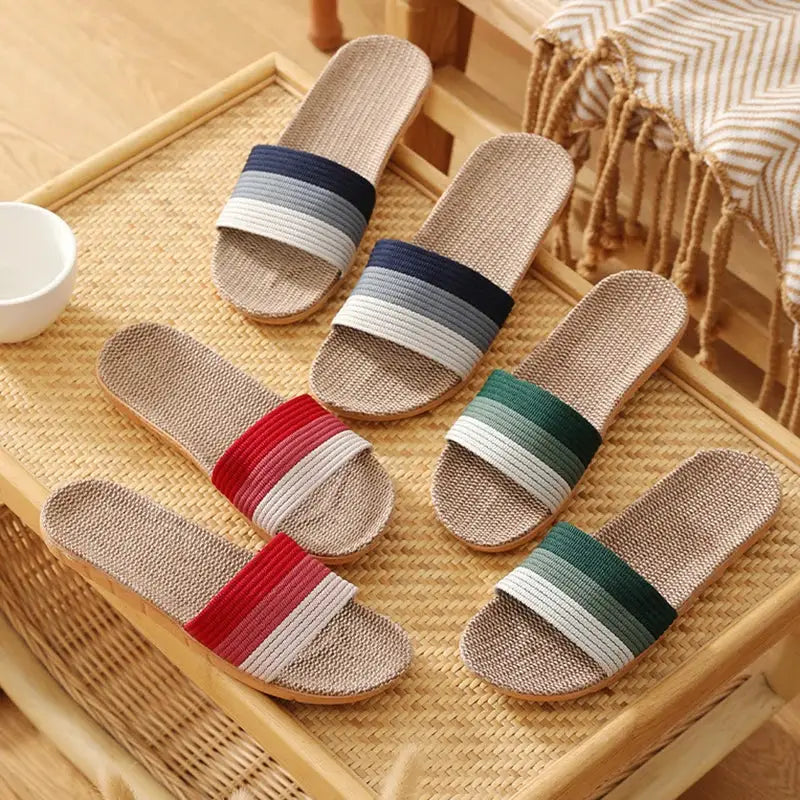 Hemp Women's Slippers Flats Home 2026 Spring Summer Designer Woman Shoes Casual Indoor Slides Couple Soft Sole Non-Slip Floor by All Mart Bristol Ltd