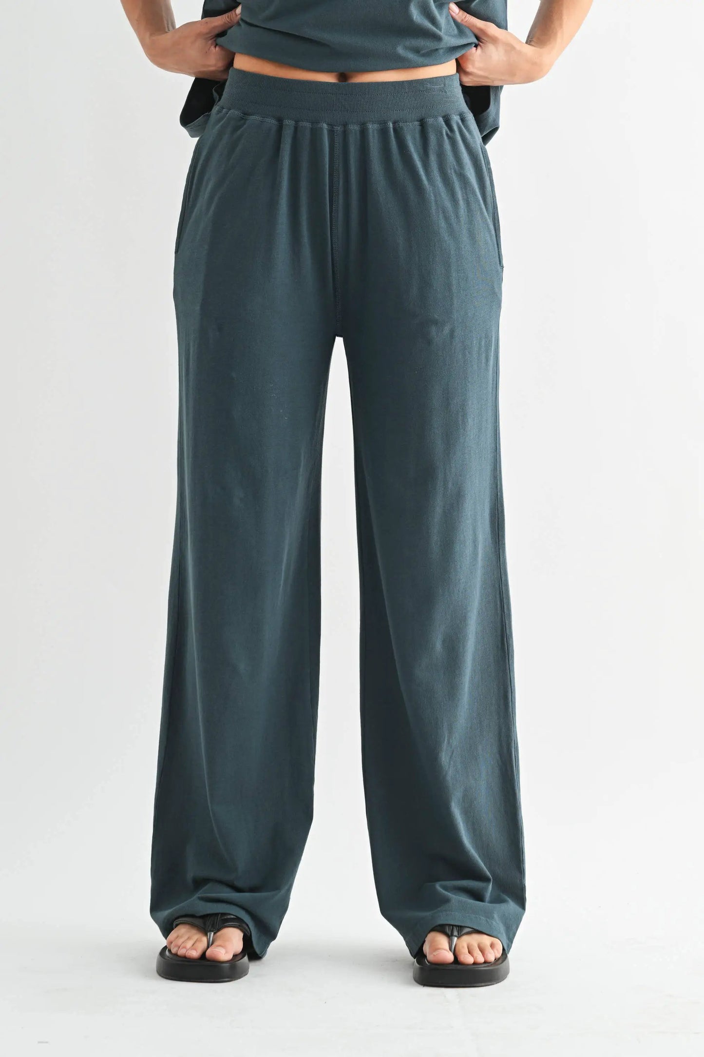 Coastal Drift Pima Cotton Pant Set in Slate Teal — oversized for ultimate comfort by Me & I