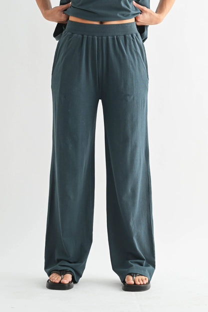 Coastal Drift Pima Cotton Pant Set in Slate Teal — oversized for ultimate comfort by Me & I