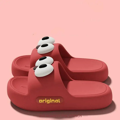 Cute Big Eyes Decorat Couple's Indoor Slippers Summer 2026 Comfort Thick Bottom Home Slippers Lightweight Non Slip Slides Women by All Mart Bristol Ltd