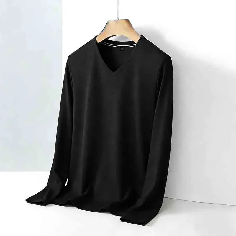 All-season Men's Light Gray V-neck Long Sleeve Knitwear Comfortable Casual Pullover for All Occasions by All Mart Bristol Ltd