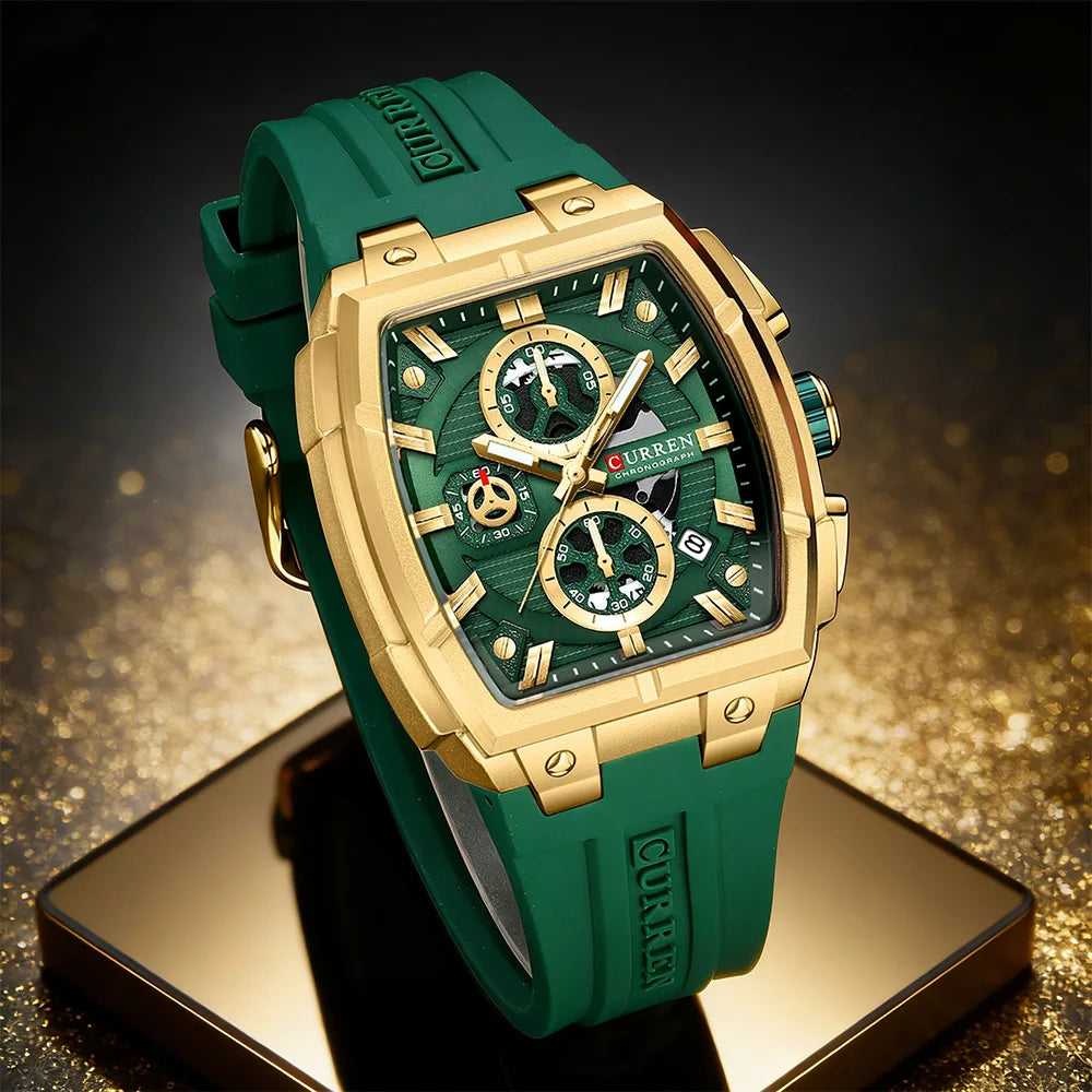 CURREN Luxury Vintage Watch for Men Sports Chronograph Quartz Wristwatches with Silicone Strap,Date,Luminous by All Mart Bristol Ltd