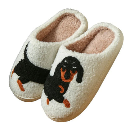 Cartoon Cute and Interesting Dachshund Dog Women Slippers Indoor Warm Comfort Lightweight Bedroom Winter Concise Cotton Shoes by All Mart Bristol Ltd