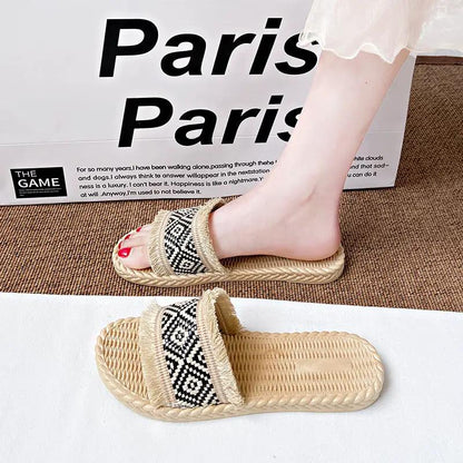 Summer New Ethnic-Style Woven Slide Sandals For Women by Dropshipman