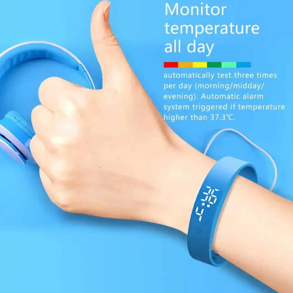 LED Digital Smart Bracelet Waterproof Smart Clock Smartband with Body Temperature Monitor Smart Band Vibration Alarm Reminder by All Mart Bristol Ltd