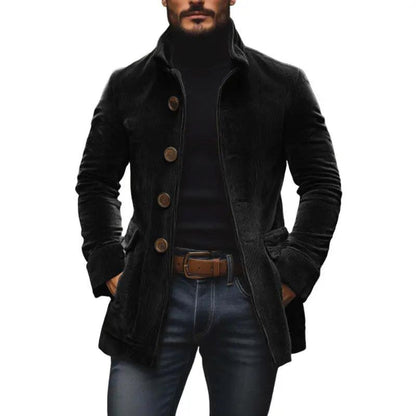 Men's Jacket Winter Stand Collar Button-up Coat Casual Blazer Outerwear Clothing by Dropshipman
