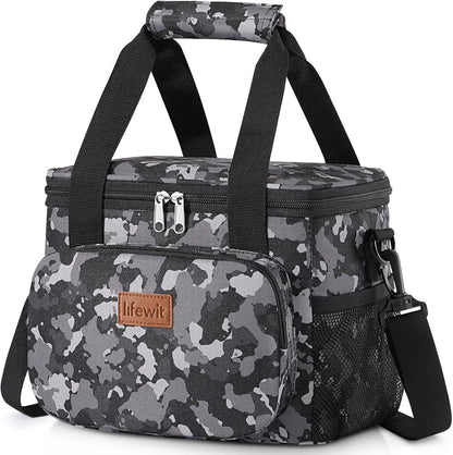 Stylish Black Insulated Lunch Bag - 9L Soft Cooler Tote for Adults, Perfect for 12 Cans by All Mart Bristol Ltd