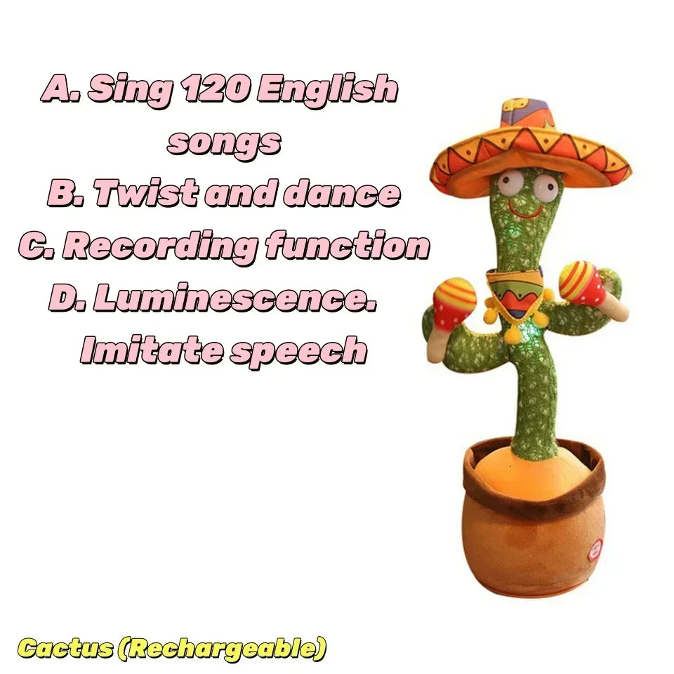 1Pc Dancing Cactus Toy,Repeat Talking ,Song Speaker Wriggle Dancing Sing Talk, Plushie Stuffed ,Interaction and Decoration by All Mart Bristol Ltd