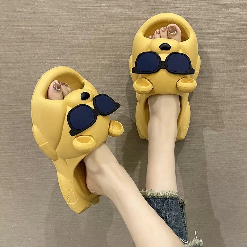 Cute Sunglasses Bear Slippers For Women, Summer Style by Dropshipman