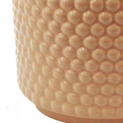 Dusty Pink Peach Raised Dots Ceramic Plant Pot 15 x 15 x 12.5cm by Leaf