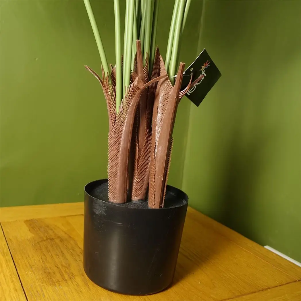 110cm Large Artificial Areca Palm Tree Potted in Black Pot by Leaf