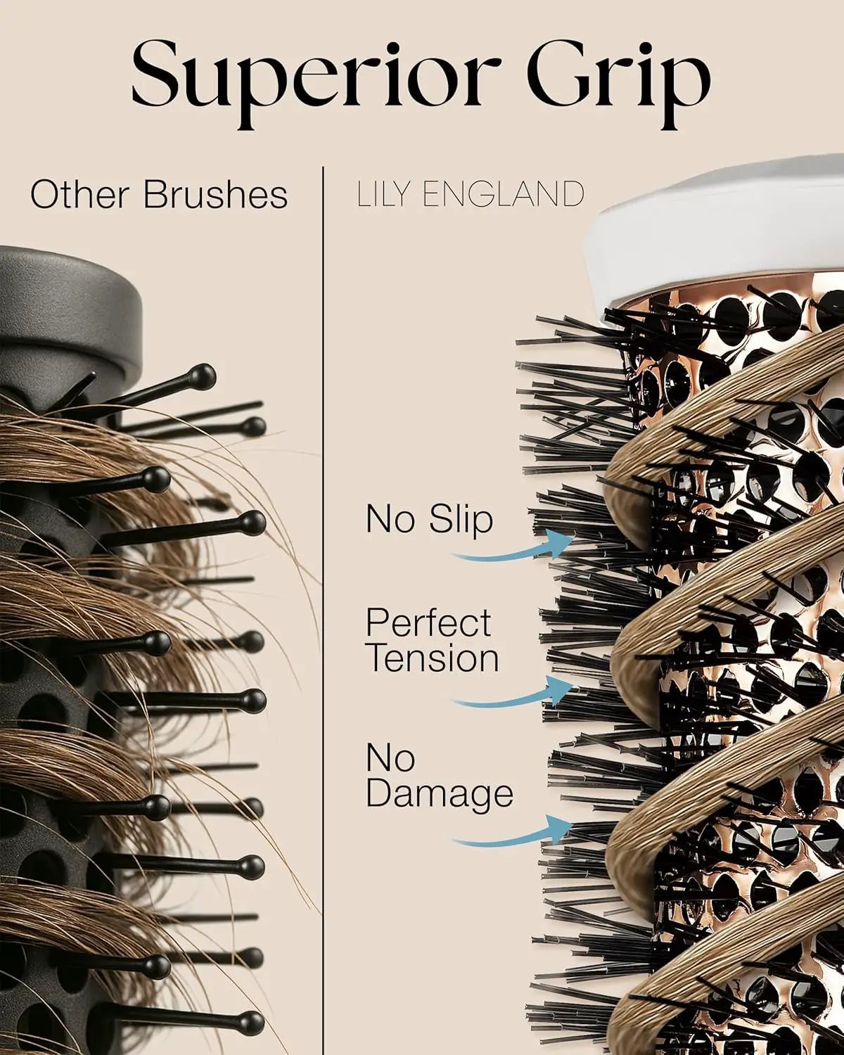 Professional Round Hair Brush Set - 4 Piece Blow Dry Kit with 3 Round Brushes & Comb - Perfect Beauty Gift for Women by All Mart Bristol Ltd