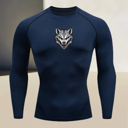Men's long sleeved round neck thin sports tight fitting quick drying T-shirt, suitable for bodybuilding and physical training by All Mart Bristol Ltd
